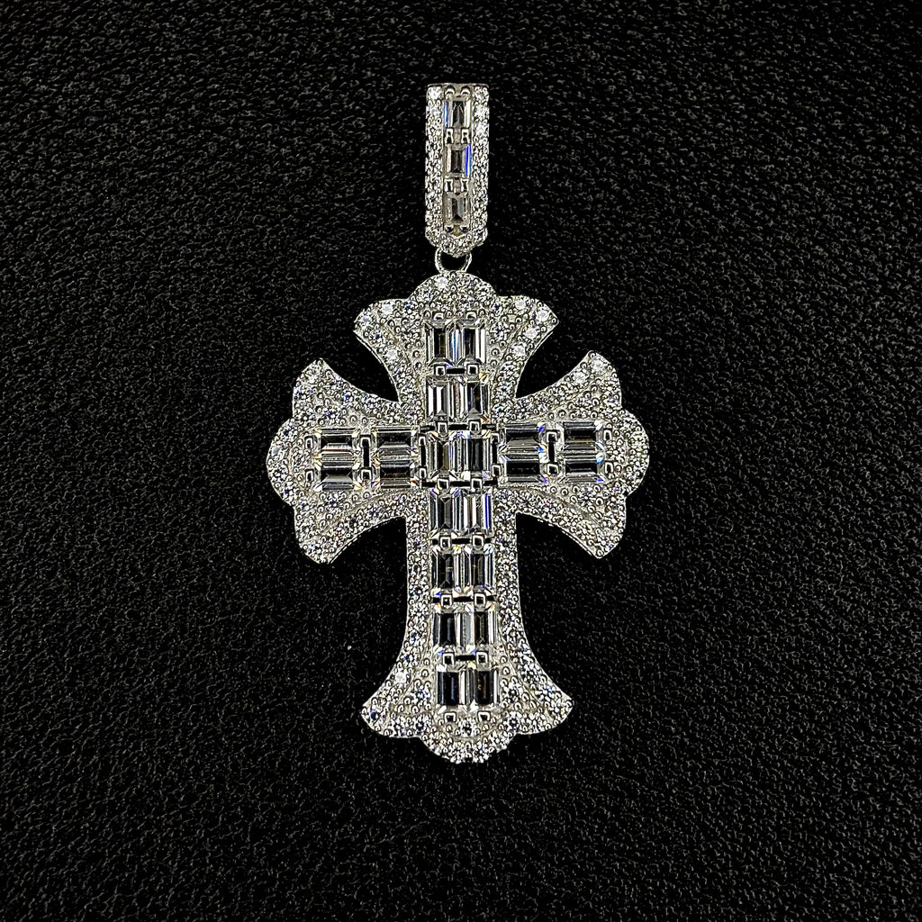 Iced Baguette Cross Pendant