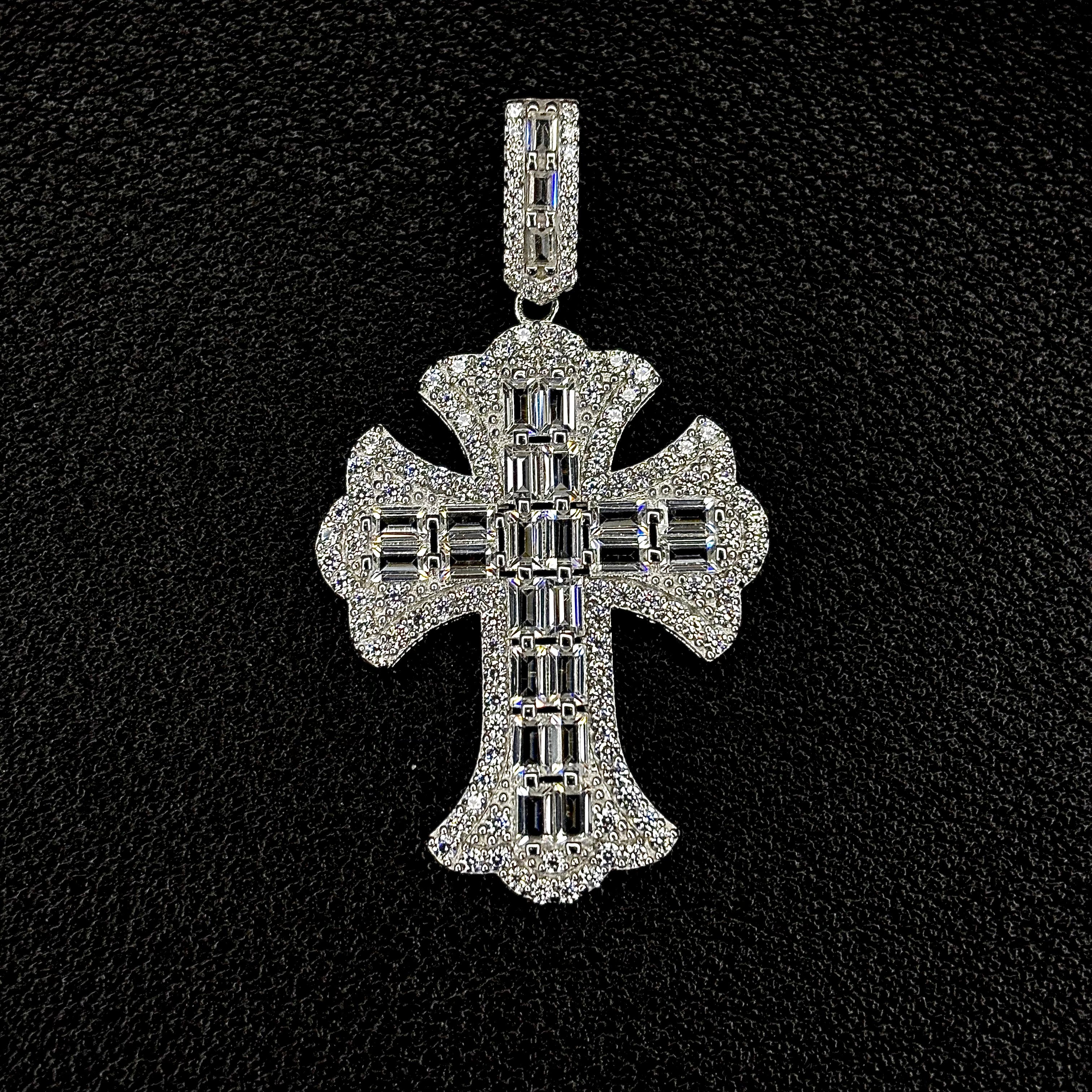 Iced Baguette Cross Pendant