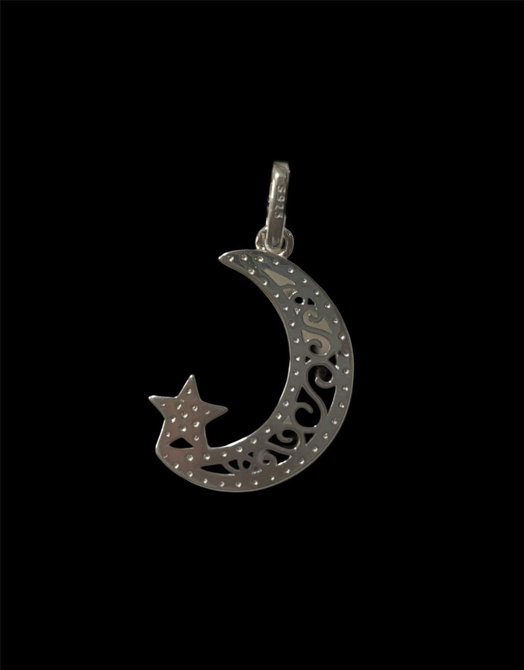 Moon and star Iced Pendant