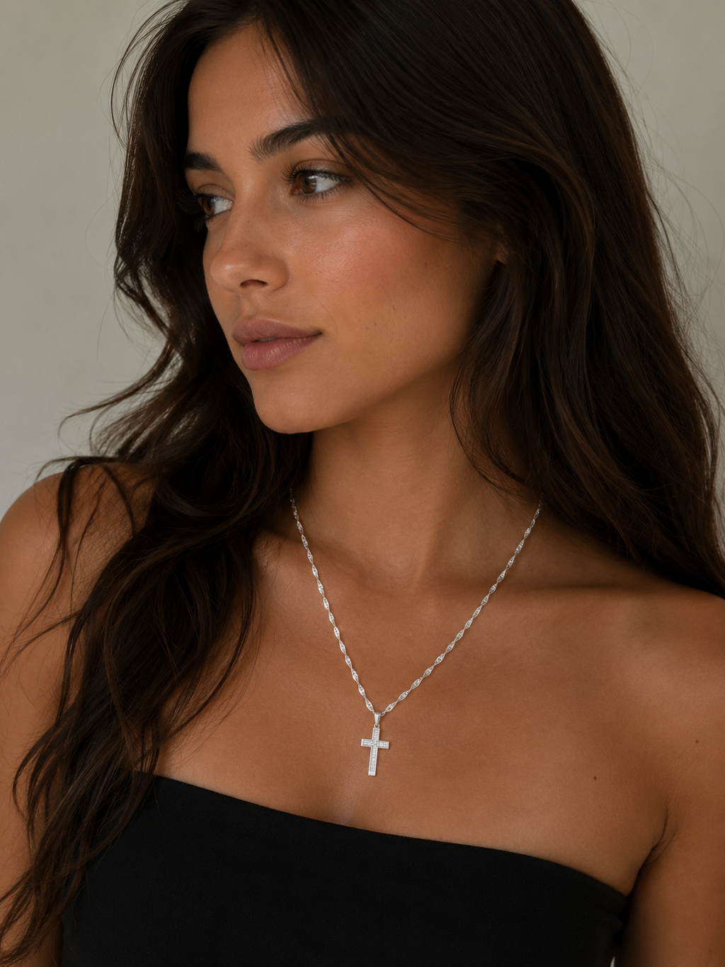 Moissanite Slim Cross Pendant