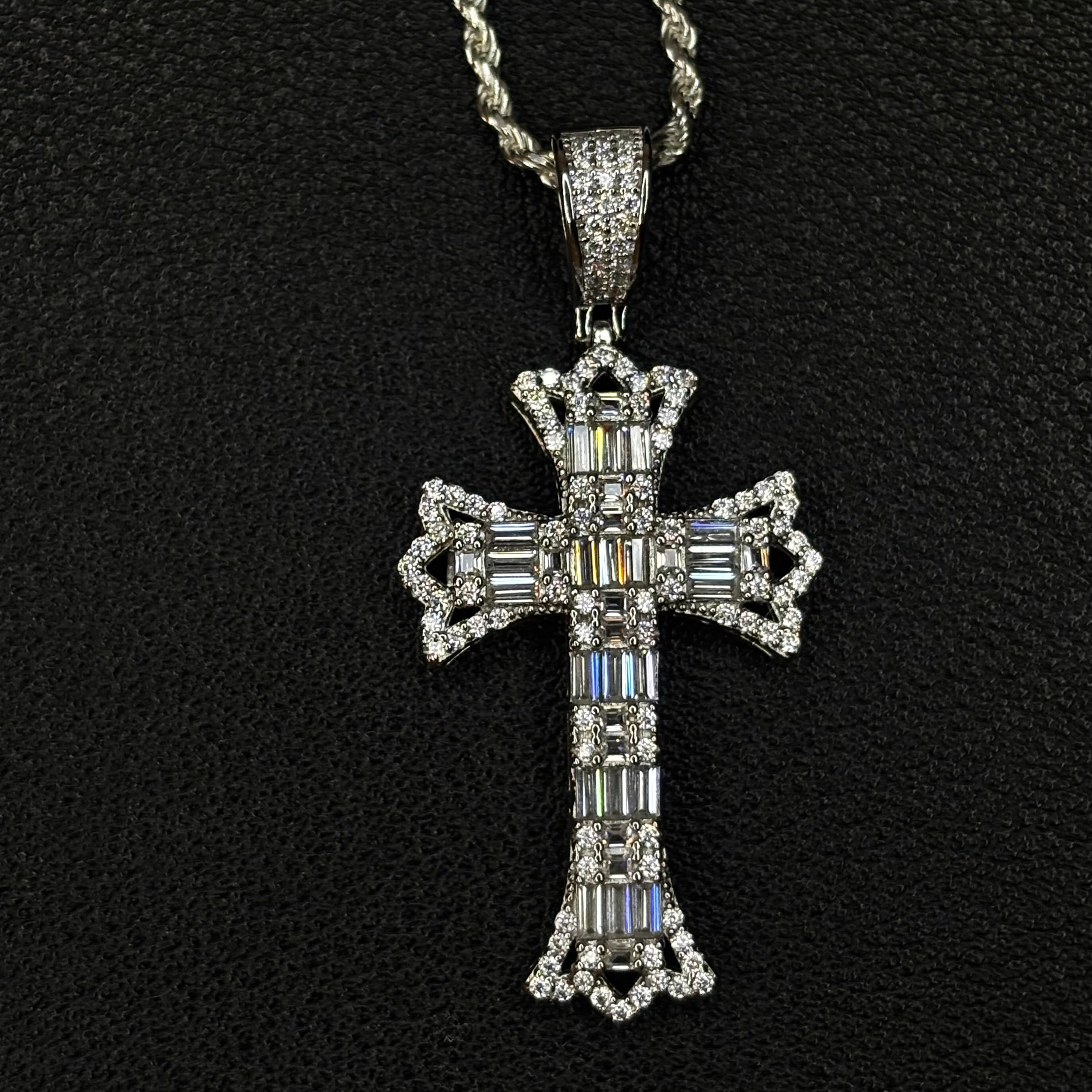 Iced Cross Baguette #2 pendant