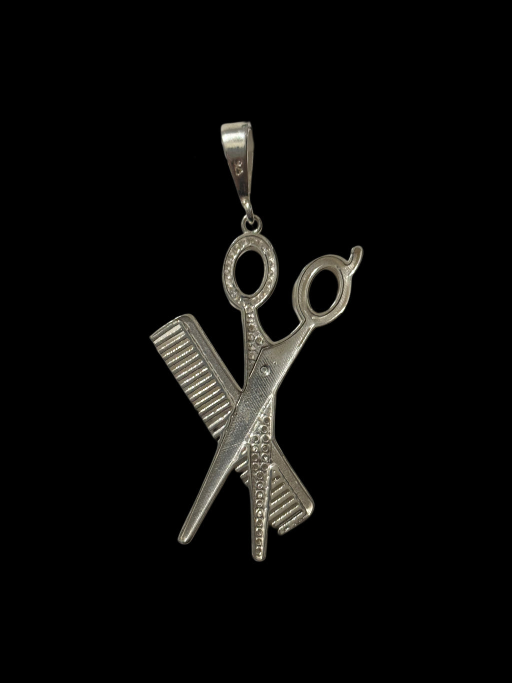 Barber Scissors and Comb Iced pendant
