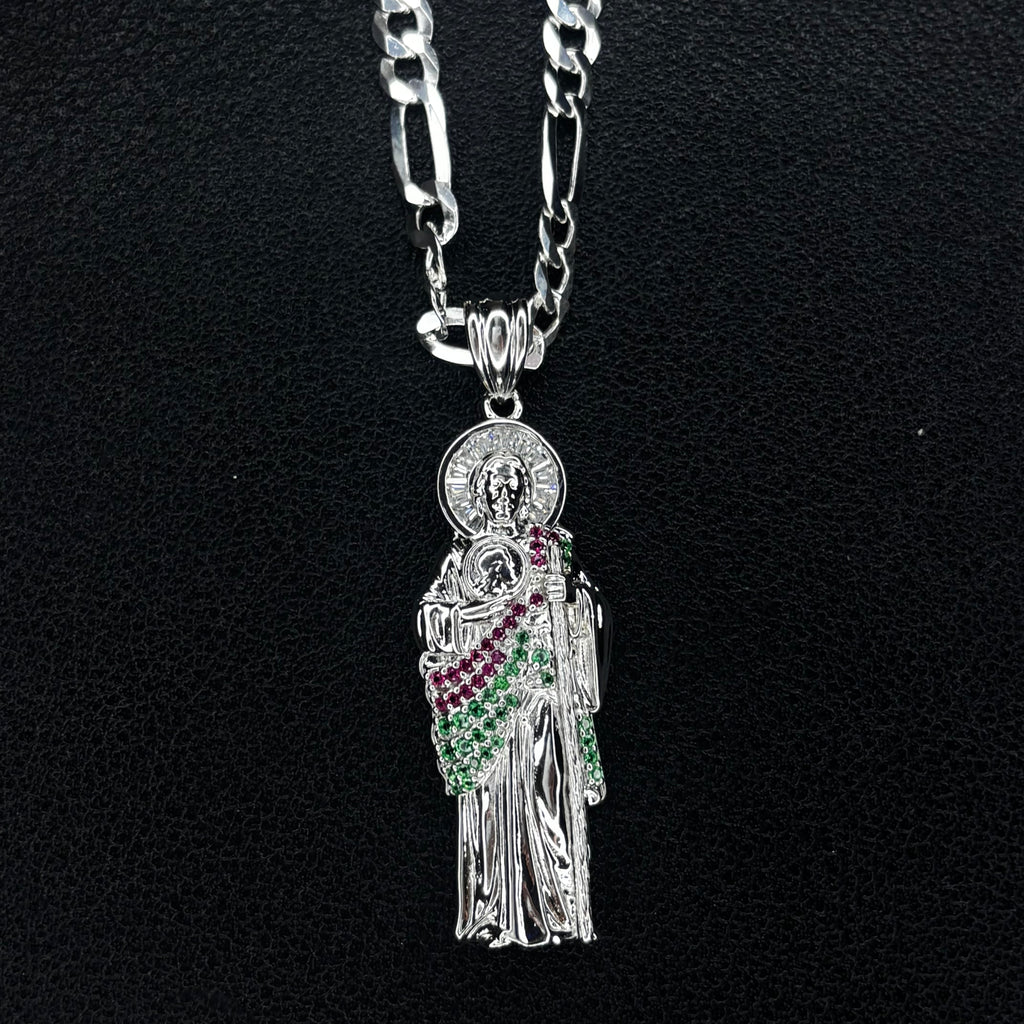 Iced colored St jude Pendant
