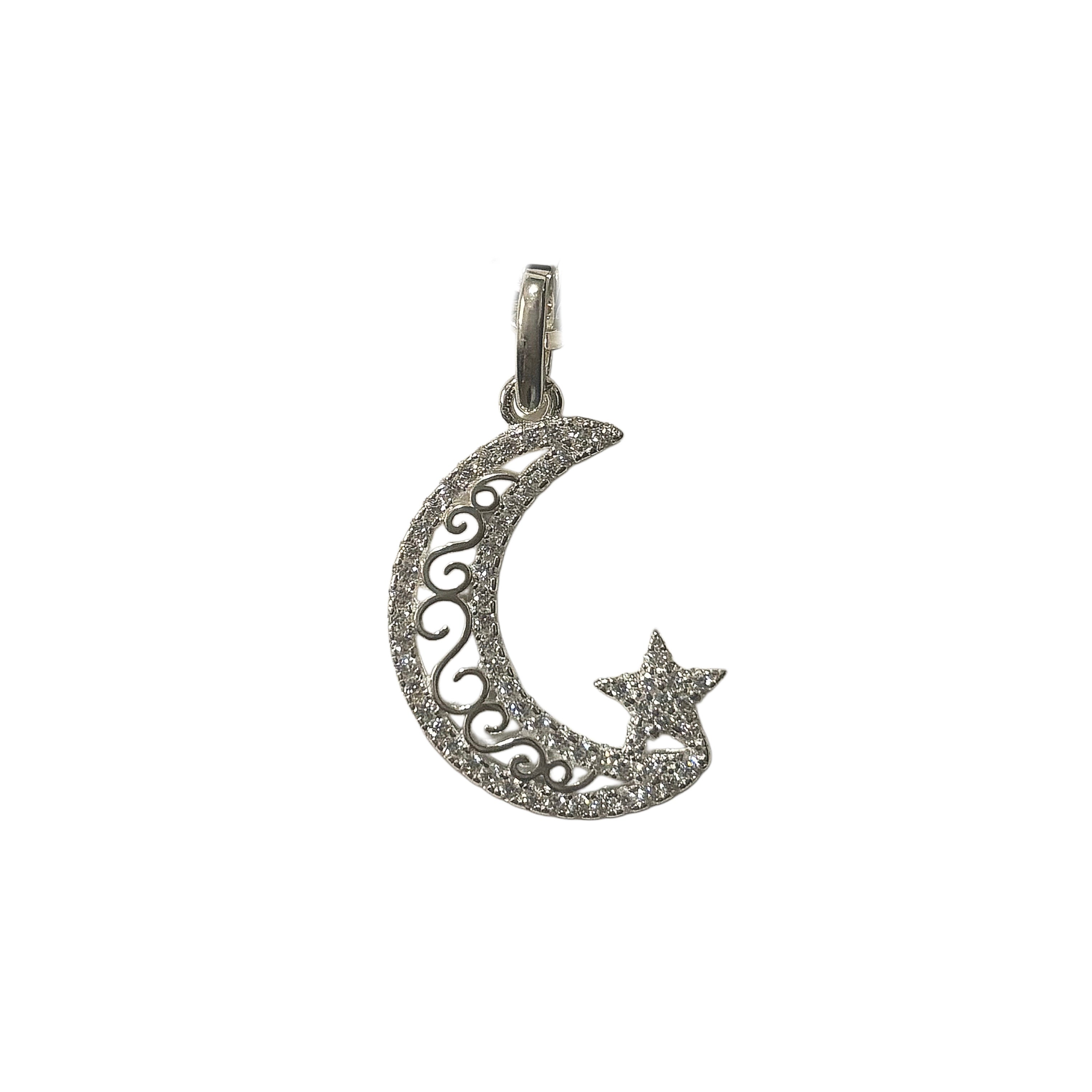 Moon and star Iced Pendant