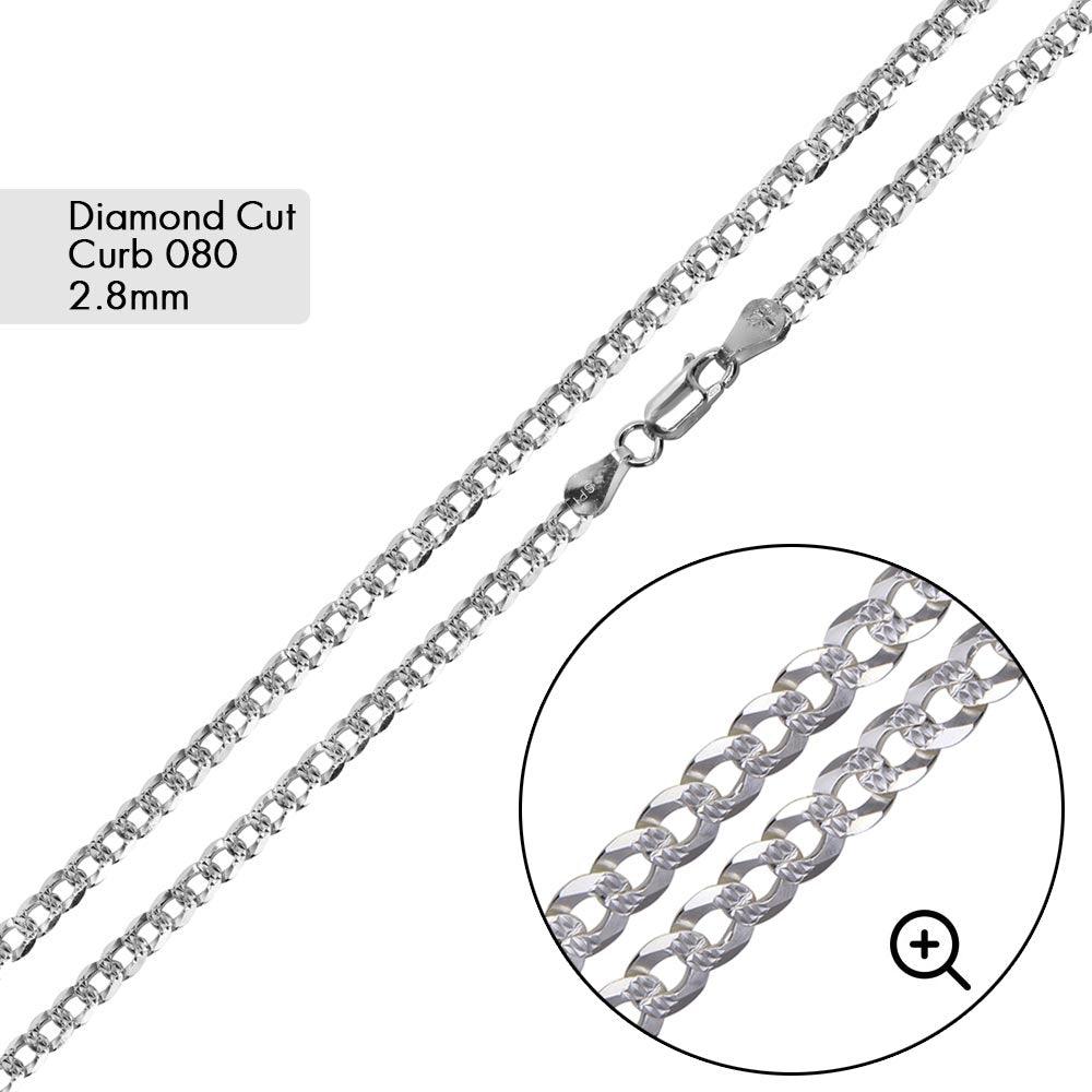 2.8mm Diamond Cut Curb chain