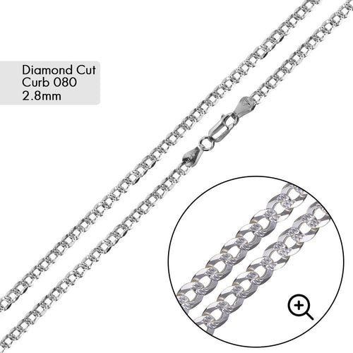2.8mm Diamond Cut Curb chain