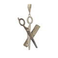 Barber Scissors and Comb Iced pendant