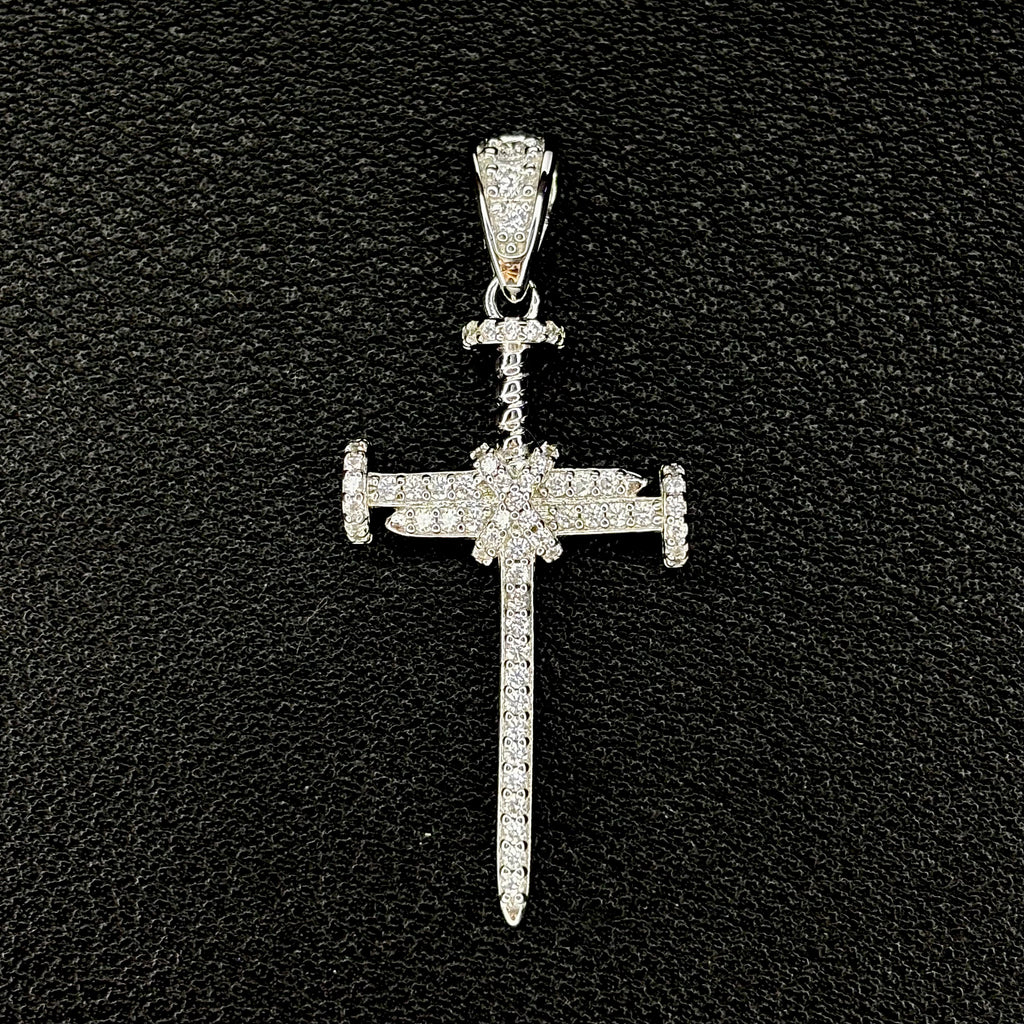 Iced Nail Cross Pendant