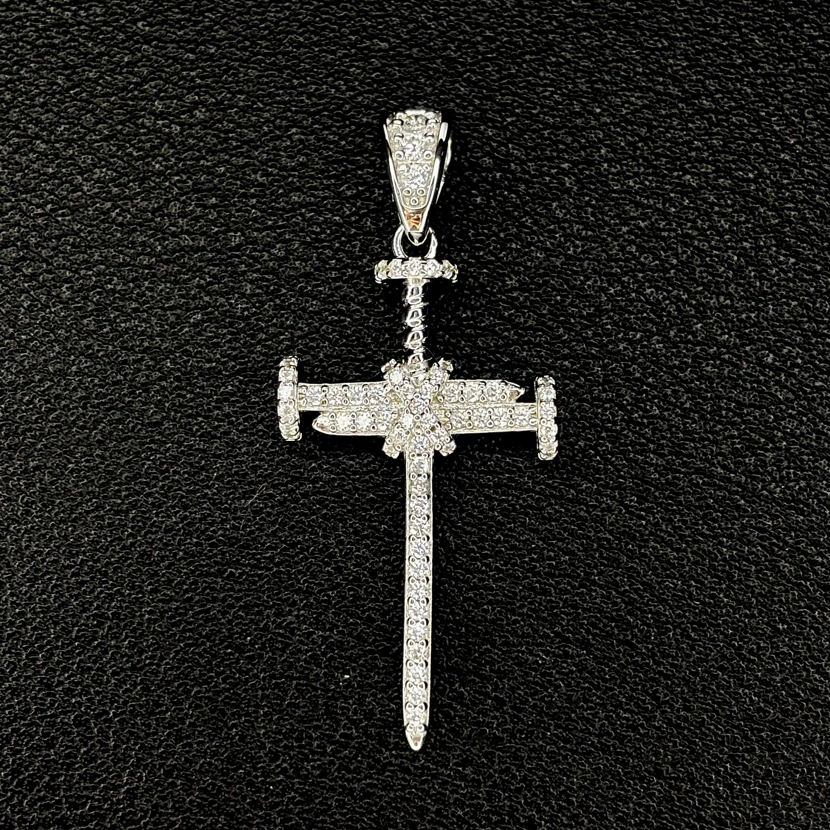 Iced Nail Cross Pendant