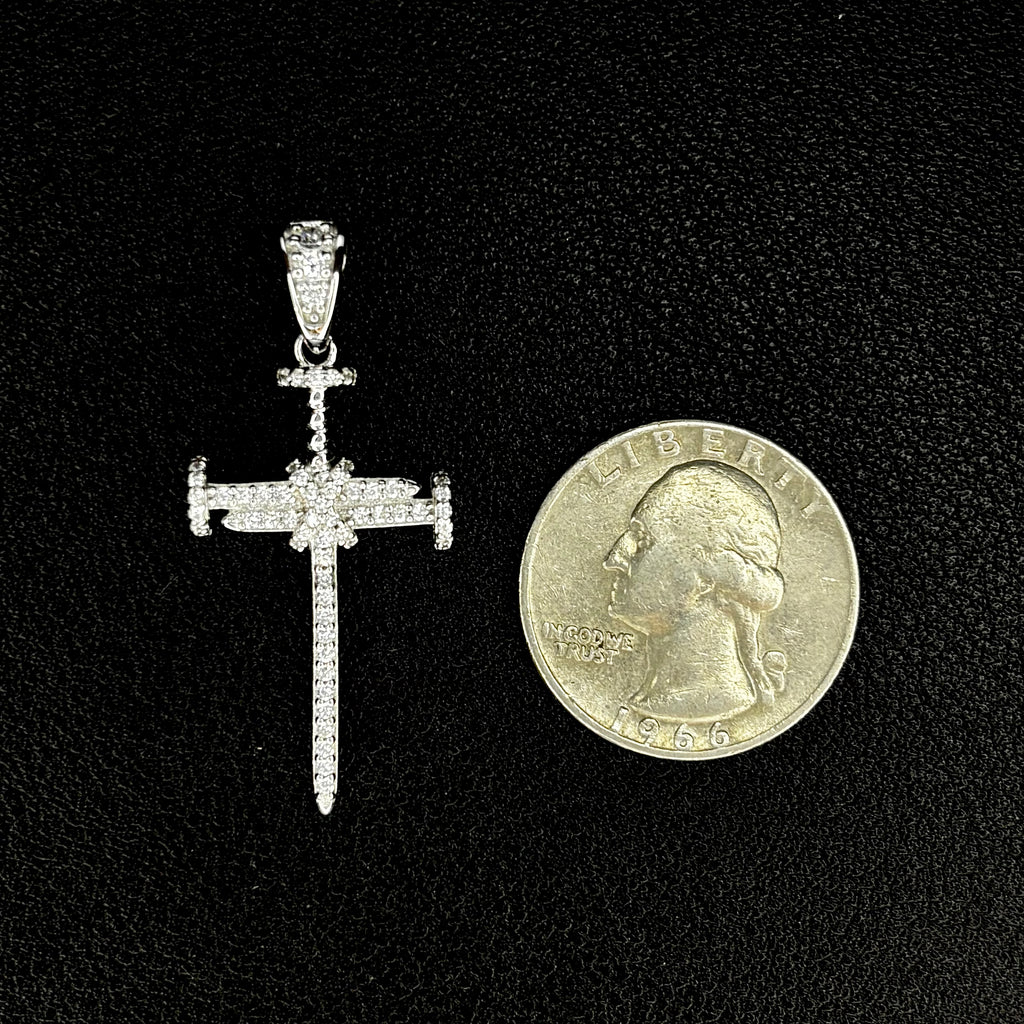 Iced Nail Cross Pendant